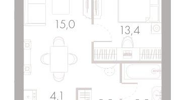 2-к. квартира, 44 м²
