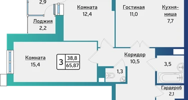 3-к. квартира, 65&nbsp;м²