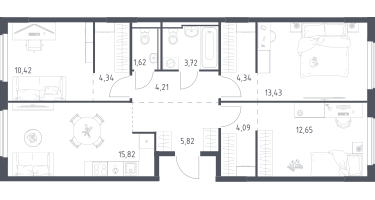 3-к. квартира, 80&nbsp;м²