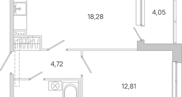 1-к. квартира, 42&nbsp;м²