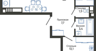 2-к. квартира, 67&nbsp;м²