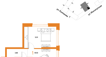 1-к. квартира, 40 м²