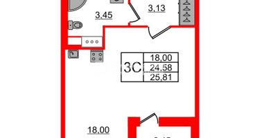 Студия, 24 м²