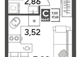 Студия, 17&nbsp;м²