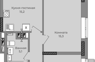 2-к. квартира, 58 м²