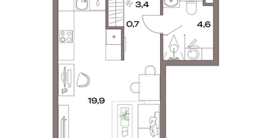 Студия, 28 м²