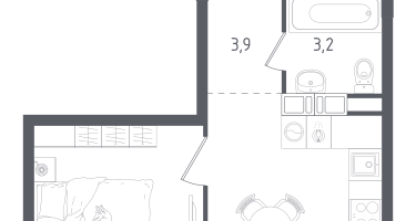 1-к. квартира, 29&nbsp;м²