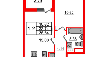 1-к. квартира, 33 м²