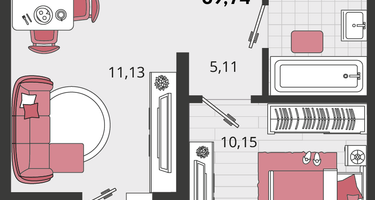 2-к. квартира, 39&nbsp;м²