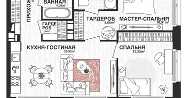 2-к. квартира, 66 м²