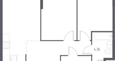 2-к. квартира, 56&nbsp;м²