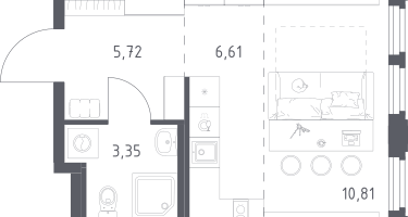 Студия, 26&nbsp;м²