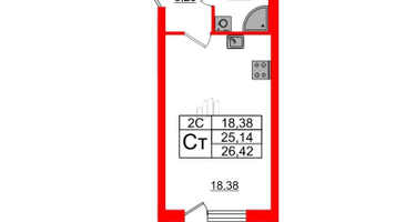 Студия, 25 м²