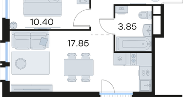 1-к. квартира, 40&nbsp;м²