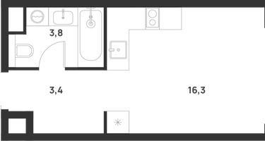 Студия, 23&nbsp;м²