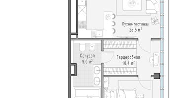 1-к. квартира, 73&nbsp;м²