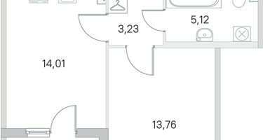 1-к. квартира, 38 м²
