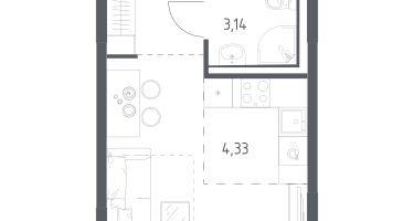 Студия, 22&nbsp;м²