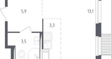 Студия, 25&nbsp;м²