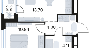 1-к. квартира, 34&nbsp;м²