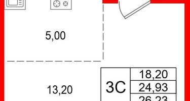 Студия, 24 м²