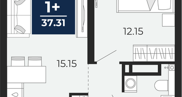 1-к. квартира, 35 м²