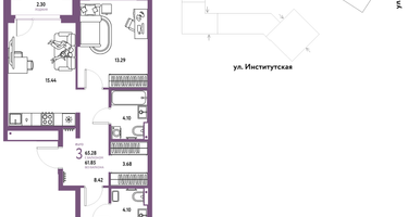 Студия, 65&nbsp;м²