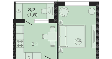 1-к. квартира, 33&nbsp;м²