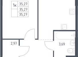1-к. квартира, 35,2&nbsp;м²
