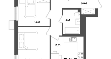 2-к. квартира, 60&nbsp;м²