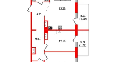 2-к. квартира, 72 м²