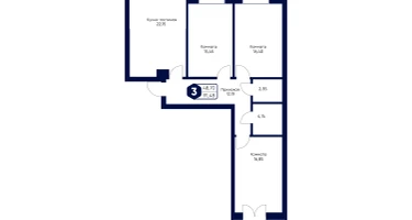 3-к. квартира, 91&nbsp;м²