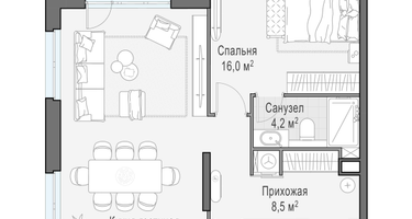 2-к. квартира, 62&nbsp;м²