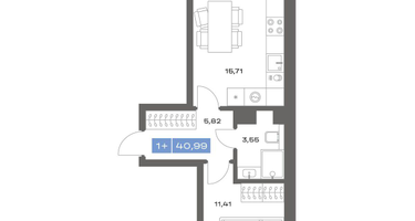 1-к. квартира, 40&nbsp;м²