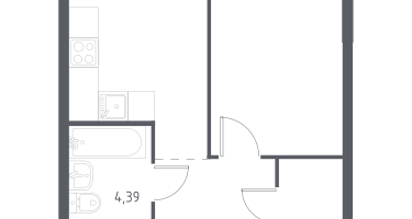 1-к. квартира, 34&nbsp;м²