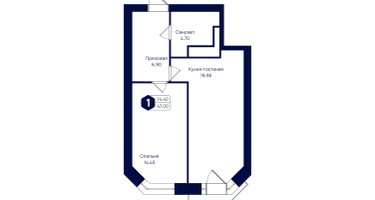 1-к. квартира, 47&nbsp;м²