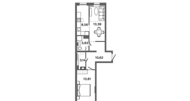 2-к. квартира, 53&nbsp;м²