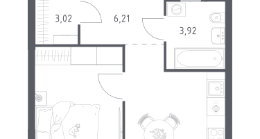 1-к. квартира, 36&nbsp;м²