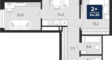 2-к. квартира, 52 м²