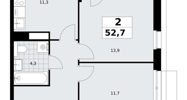 2-к. квартира, 52 м²