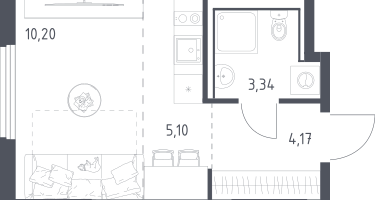 Студия, 22&nbsp;м²
