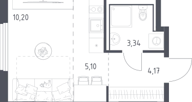 Студия, 22&nbsp;м²