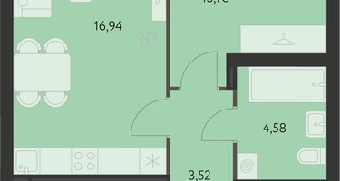 1-к. квартира, 46&nbsp;м²