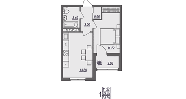 1-к. квартира, 33&nbsp;м²