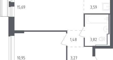 Студия, 38&nbsp;м²