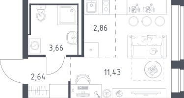 Студия, 20&nbsp;м²