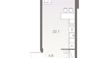1-к. квартира, 31 м²