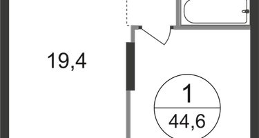 1-к. квартира, 44&nbsp;м²