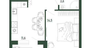1-к. квартира, 37 м²