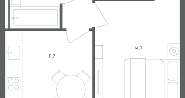 1-к. квартира, 38 м²